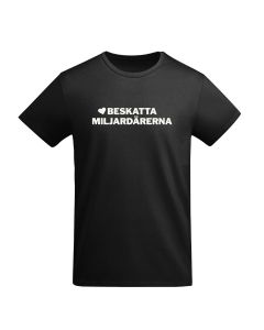 Svart T-shirt &rdquo;Beskatta miljard&auml;rerna"